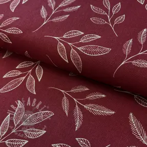 Dekorativna tkanina Linenlook Elegant leaf branch wine