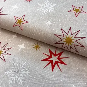 Dekorativna tkanina Linenlook Magic star red gold