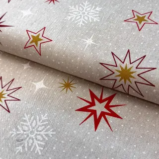 Dekorativna tkanina Linenlook Magic star red gold