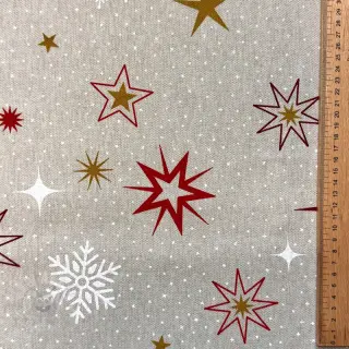 Dekorativna tkanina Linenlook Magic star red gold