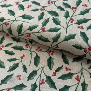 Dekorativna tkanina Linenlook Holly branch Xmas
