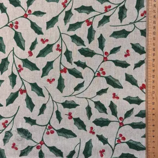 Dekorativna tkanina Linenlook Holly branch Xmas
