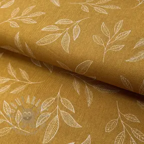 Dekorativna tkanina Linenlook Elegant leaf branch yellow