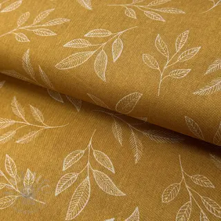Dekorativna tkanina Linenlook Elegant leaf branch yellow