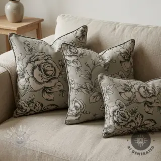 Dekorativna tkanina Linenlook Elegant rose bloom army