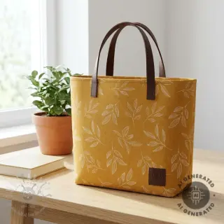 Dekorativna tkanina Linenlook Elegant leaf branch yellow