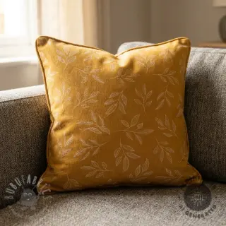 Dekorativna tkanina Linenlook Elegant leaf branch yellow