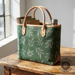 Dekorativna tkanina Linenlook Elegant leaf branch army