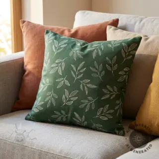 Dekorativna tkanina Linenlook Elegant leaf branch army