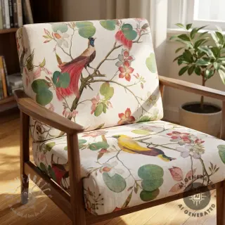 Dekorativna tkanina Linenlook Orchid paradise bird digital print