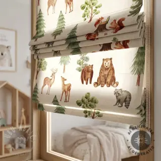 Dekorativna tkanina Linenlook Wildwood animal scene digital print