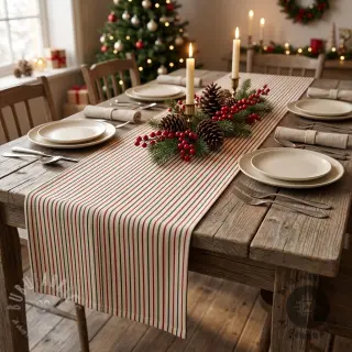 Dekorativna tkanina Linenlook Little Xmas stripe
