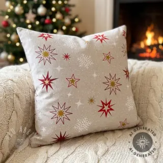 Dekorativna tkanina Linenlook Magic star red gold