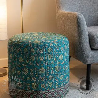 Samet VELVET QUILT Flowers abstract petrol