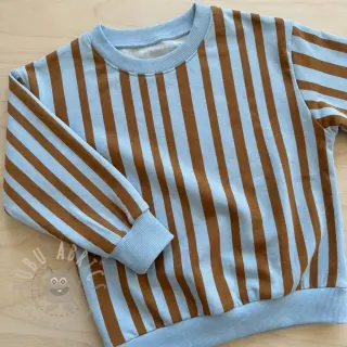 Triko Stripes by JENNIFER BOURON blue brown ORGANIC