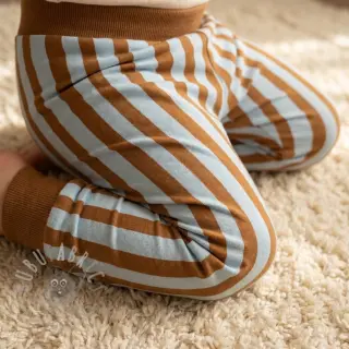 Triko Stripes by JENNIFER BOURON blue brown ORGANIC