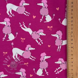 Jersey Glitter poodles fuchsia