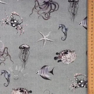 Dekorativna tkanina Underwater animals grey digital print