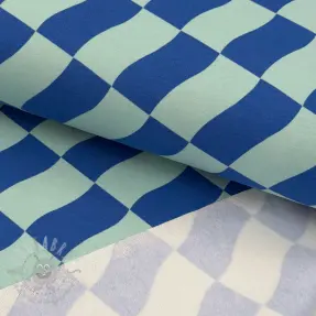 Triko materijal čupav SOFT Checks mint blue