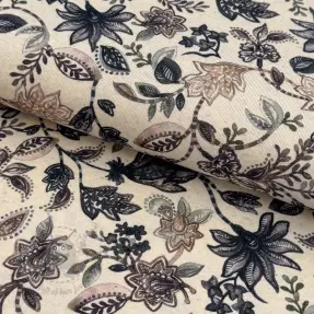 Pamučni vafel Flowers navy digital print