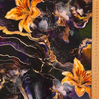 Tkanine za večernje i Ženske haljine PUNTA DI ROMA Flowers black digital print