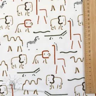 Triko materijal čupav SOFT Safari animals off white