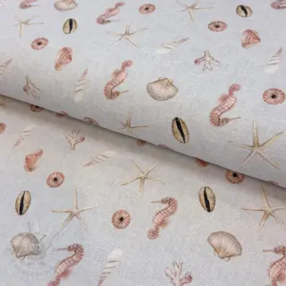 Dekorativna tkanina Shells linen ecru digital print