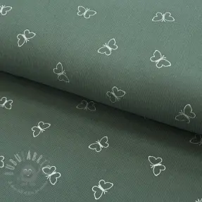 Perivi baršun pliš GLITTER Butterflies sage