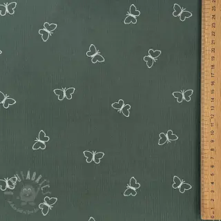 Perivi baršun pliš GLITTER Butterflies sage