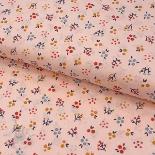 Pamuk Small flowers light salmon ORGANIC