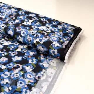 Viskoza POPLIN STRETCH Painted flowers navy digital print
