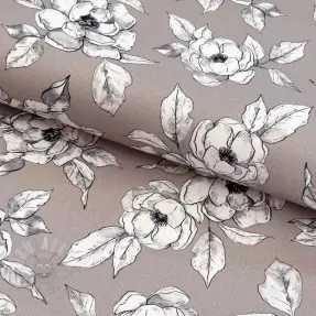 Dekorativna tkanina Flowers taupe digital print