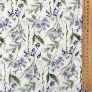 Viskoza DOBBY Flowers white digital print