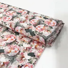 Viskoza POPLIN STRETCH My flowers green digital print