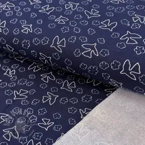 Triko materijal čupav Birds navy