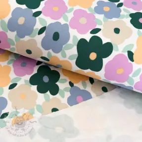 Triko materijal čupav JOGGING Flowers white