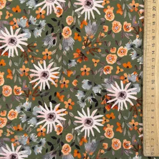 Triko materijal čupav Flowers forest green digital print
