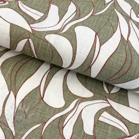 Lan s pamukom WASHED Abstract olive