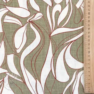 Lan s pamukom WASHED Abstract olive
