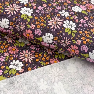 Triko Tiny flowers dark purple