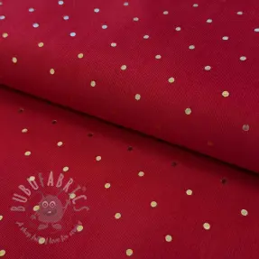 Perivi baršun pliš FOIL GOLD Dot red