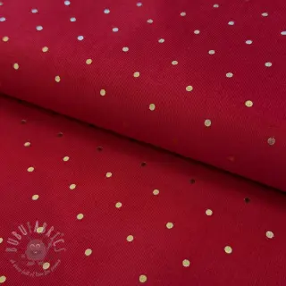 Perivi baršun pliš FOIL GOLD Dot red