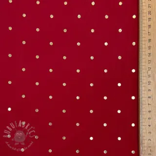 Perivi baršun pliš FOIL GOLD Dot red