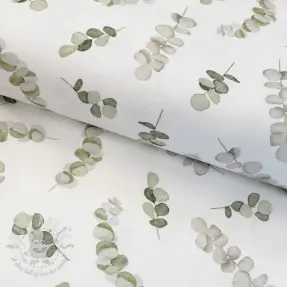 Dekorativna tkanina Eucalyptus white green digital print