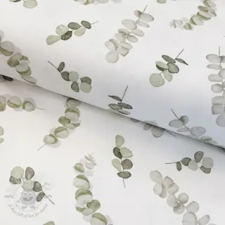 Dekorativna tkanina Eucalyptus white green digital print