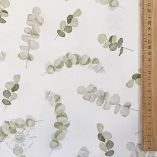 Dekorativna tkanina Eucalyptus white green digital print