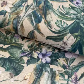 Dekorativna tkanina Banana leaves linen digital print