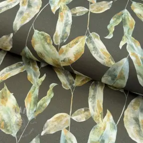 Dekorativna tkanina Leaves army green digital print