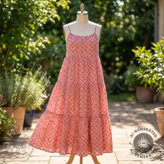 Tetra Tkanina/Muslin EMBROIDERY Tossed flowers blush