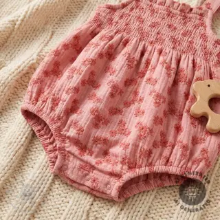 Tetra Tkanina/Muslin EMBROIDERY Tossed flowers blush